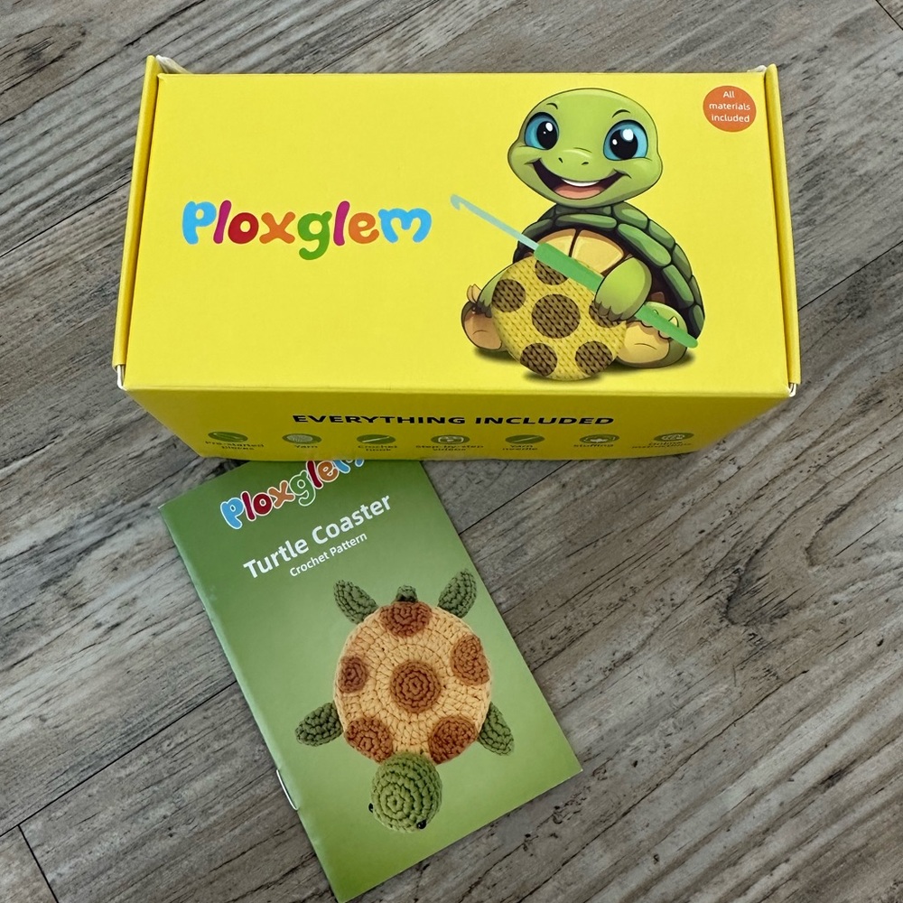 Turtle Coaster Crochet Kit - Green and Brown
